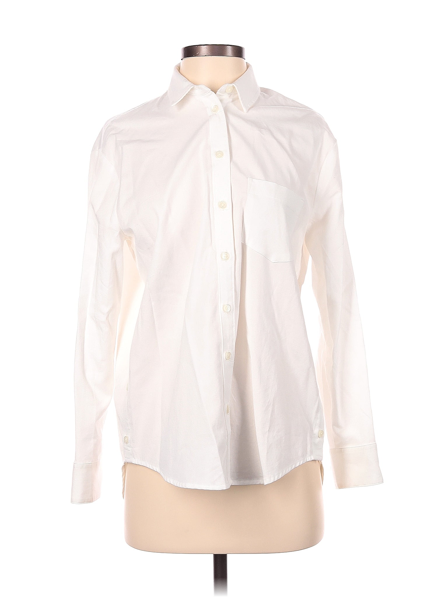 Madewell Solid White Ivory Long Sleeve Button Down Shirt Size Xs 68