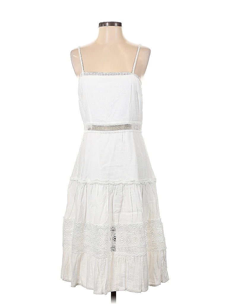 Aqua 100% Polyester White Casual Dress Size S - photo 1