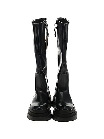 Zara Solid Black Boots Size 37 (EU) - 45% off