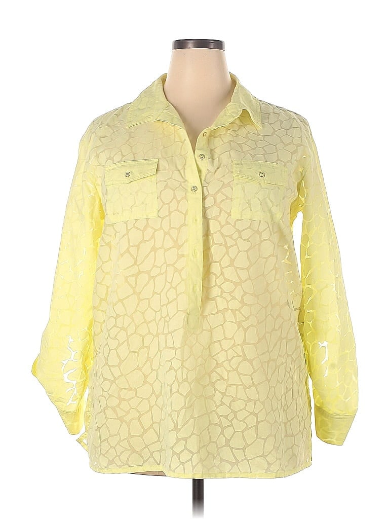 Dana Buchman Ombre Yellow Long Sleeve Blouse Size XXL - photo 1