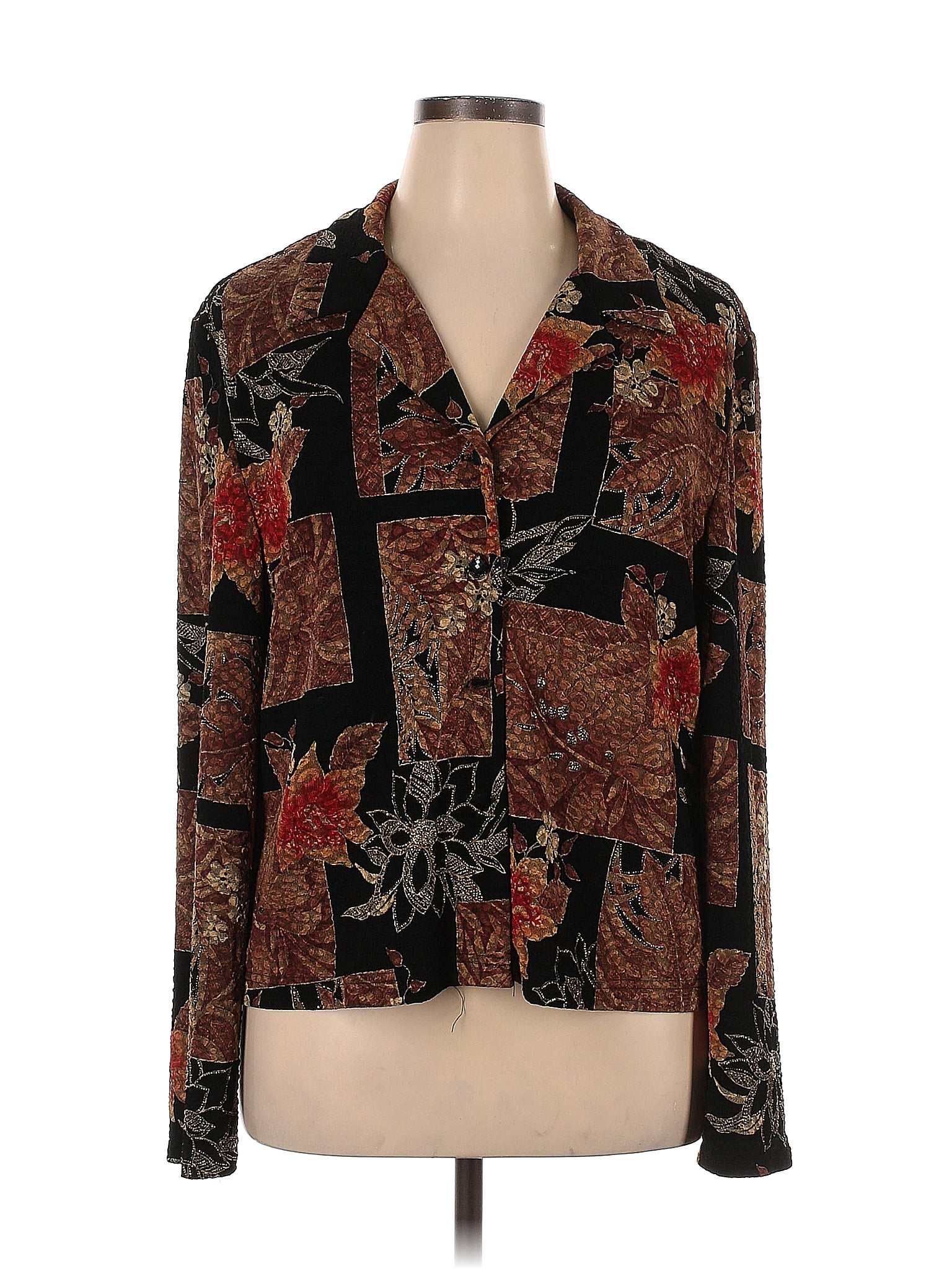 Coldwater Creek Floral Brown Jacket Size XL - 71% off | ThredUp