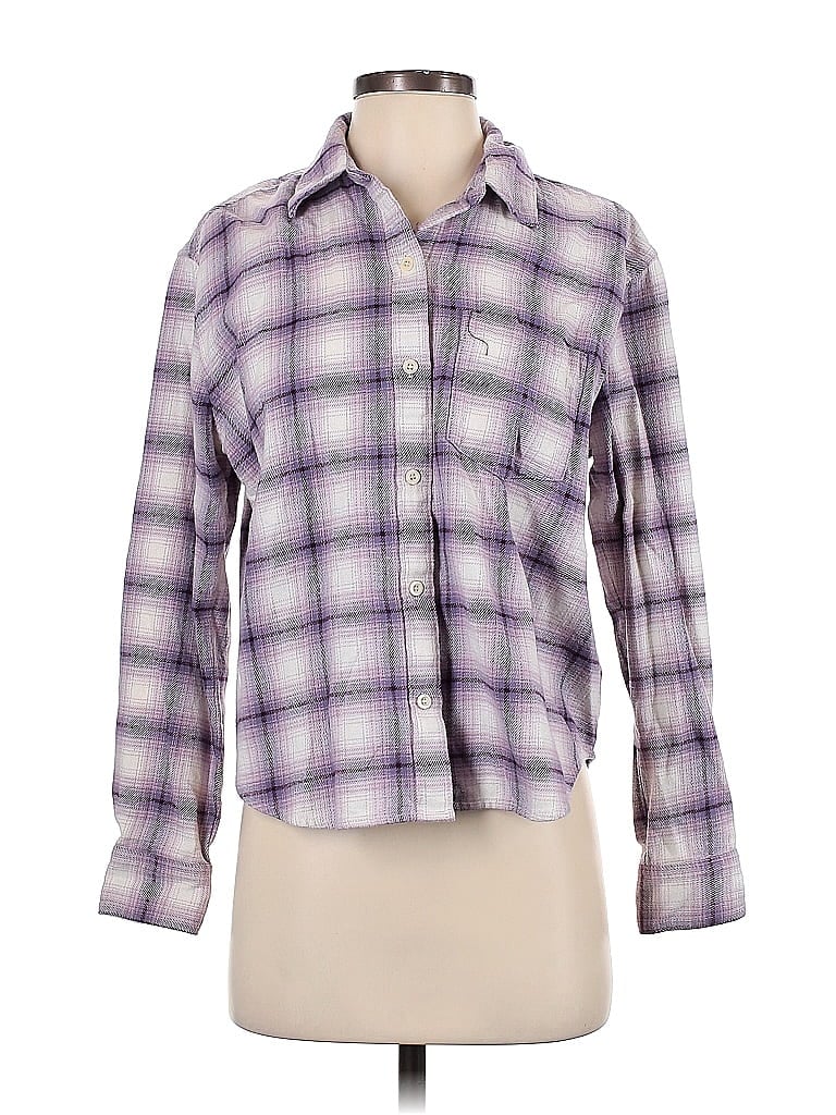 Madewell 100% Cotton Plaid Purple Long Sleeve Button-Down Shirt Size S - photo 1
