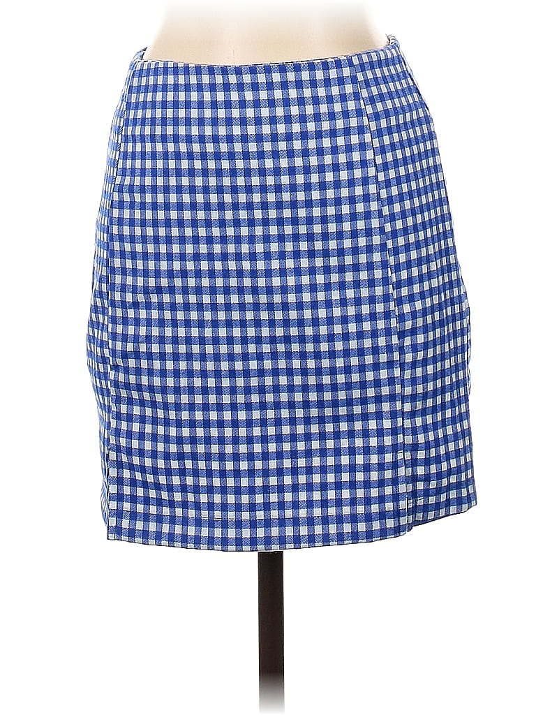 Love on a Hanger Checkered-gingham Houndstooth Argyle Grid Plaid Blue Casual Skirt Size 1 - photo 1