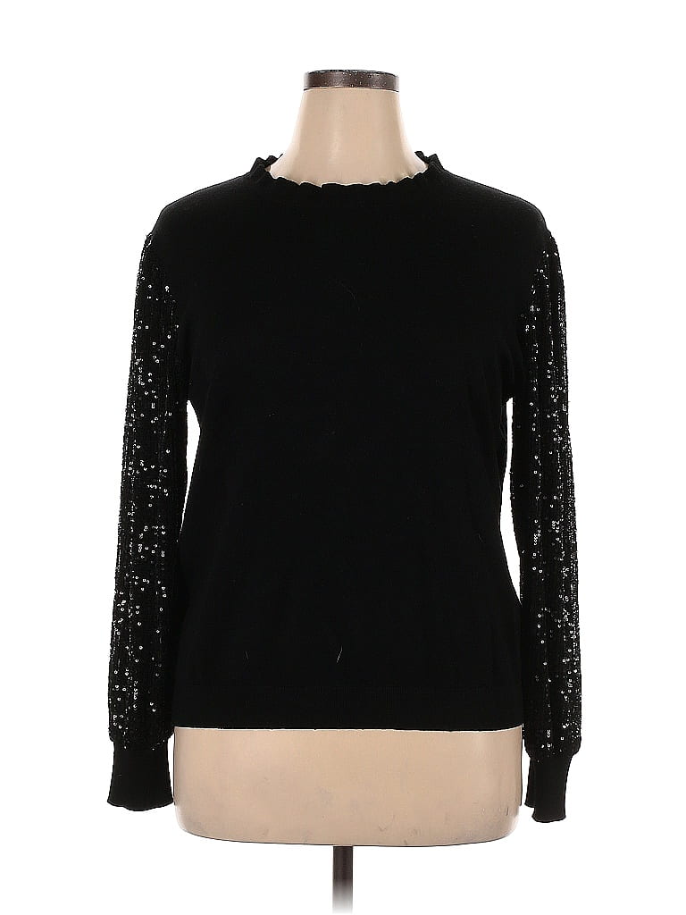 Adrianna Papell Black Long Sleeve Blouse Size XL - photo 1