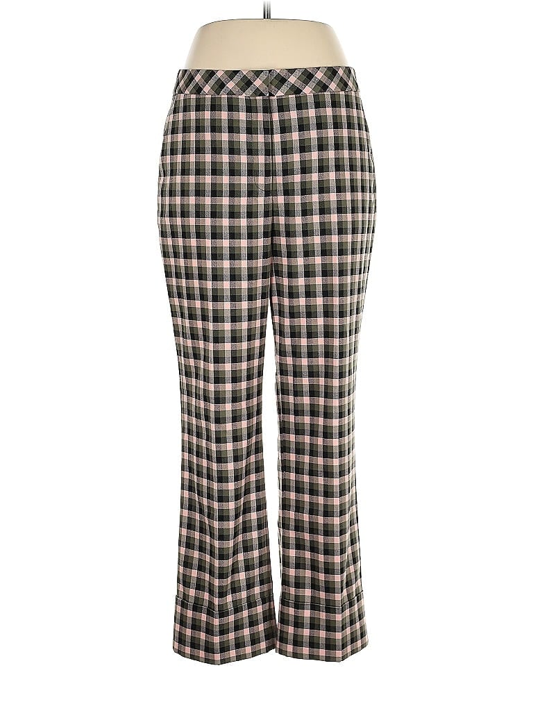 Pearl By Lela Rose Houndstooth Tortoise Argyle Checkered-gingham Grid Plaid Green Dress Pants Size 10 - photo 1