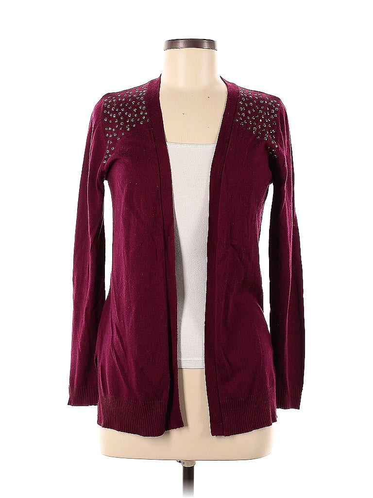 89th & Madison Color Block Solid Burgundy Cardigan Size M - 65% Off 