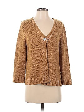 Josephine Chaus Woman Tweed Zip Up Jacket Brown Size 18 LS Silk Wool Blend