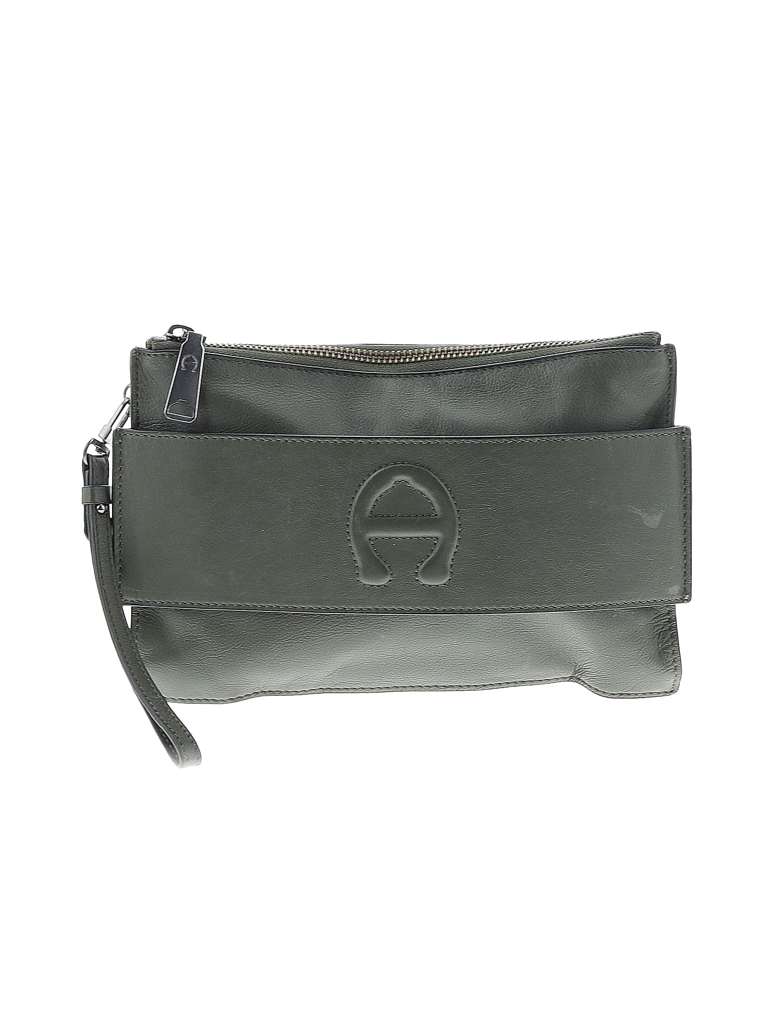 Etienne Aigner 100 Leather Solid Gray Leather Wristlet One Size