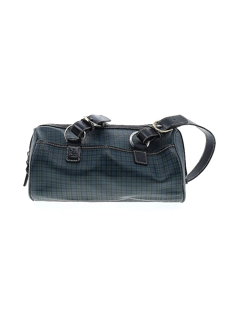 Lauren by Ralph Lauren Argyle Checkered-gingham Grid Plaid Teal Leather Satchel One Size - photo 1