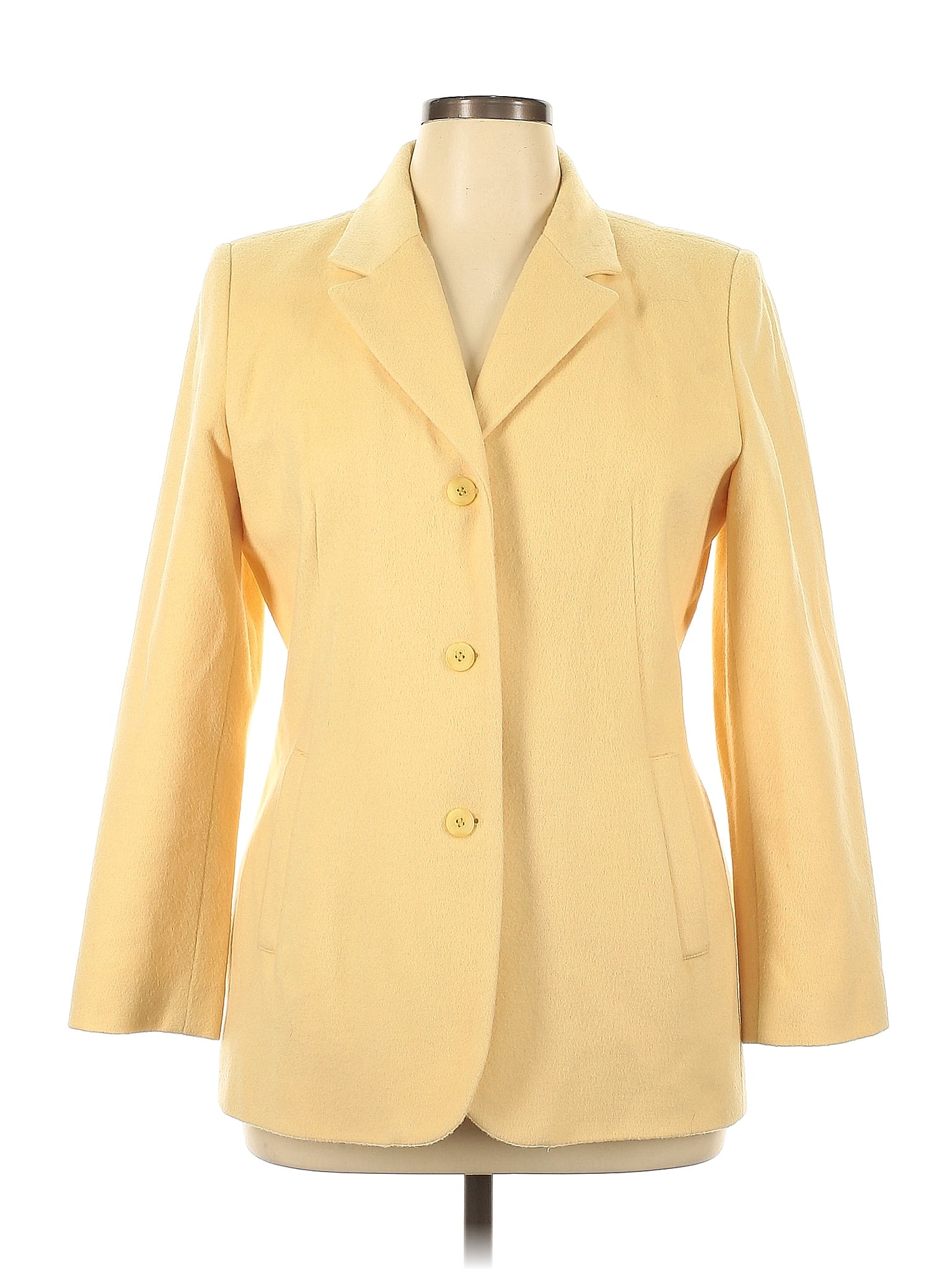 Harve Benard by Benard Holtzman Solid Yellow Wool Blazer Size 14