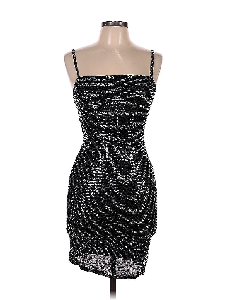 Nasty Gal Inc. Solid Black Silver Cocktail Dress Size 8 - 78% off | ThredUp