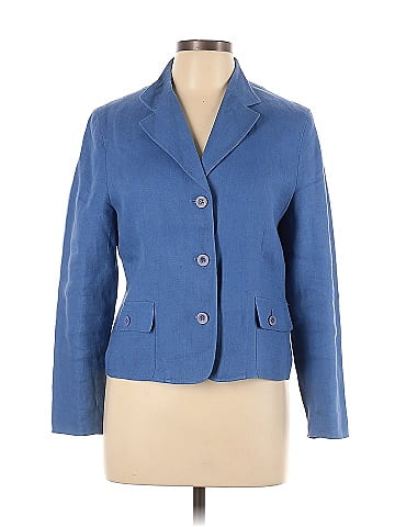 Talbots 100% Linen Solid Blue Blazer Size 10 - 84% off