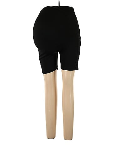 PoshDivah Solid Black Athletic Shorts Size L (Maternity) - 31% off