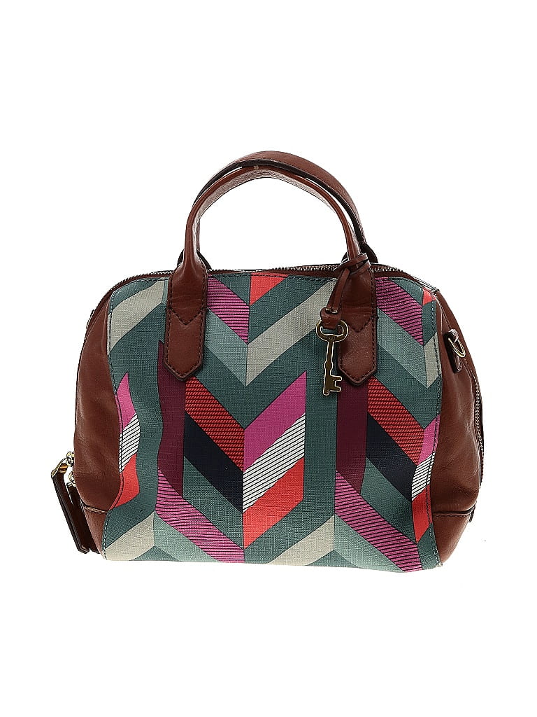 Fossil Chevron-herringbone Chevron Multi Color Teal Satchel One Size ...