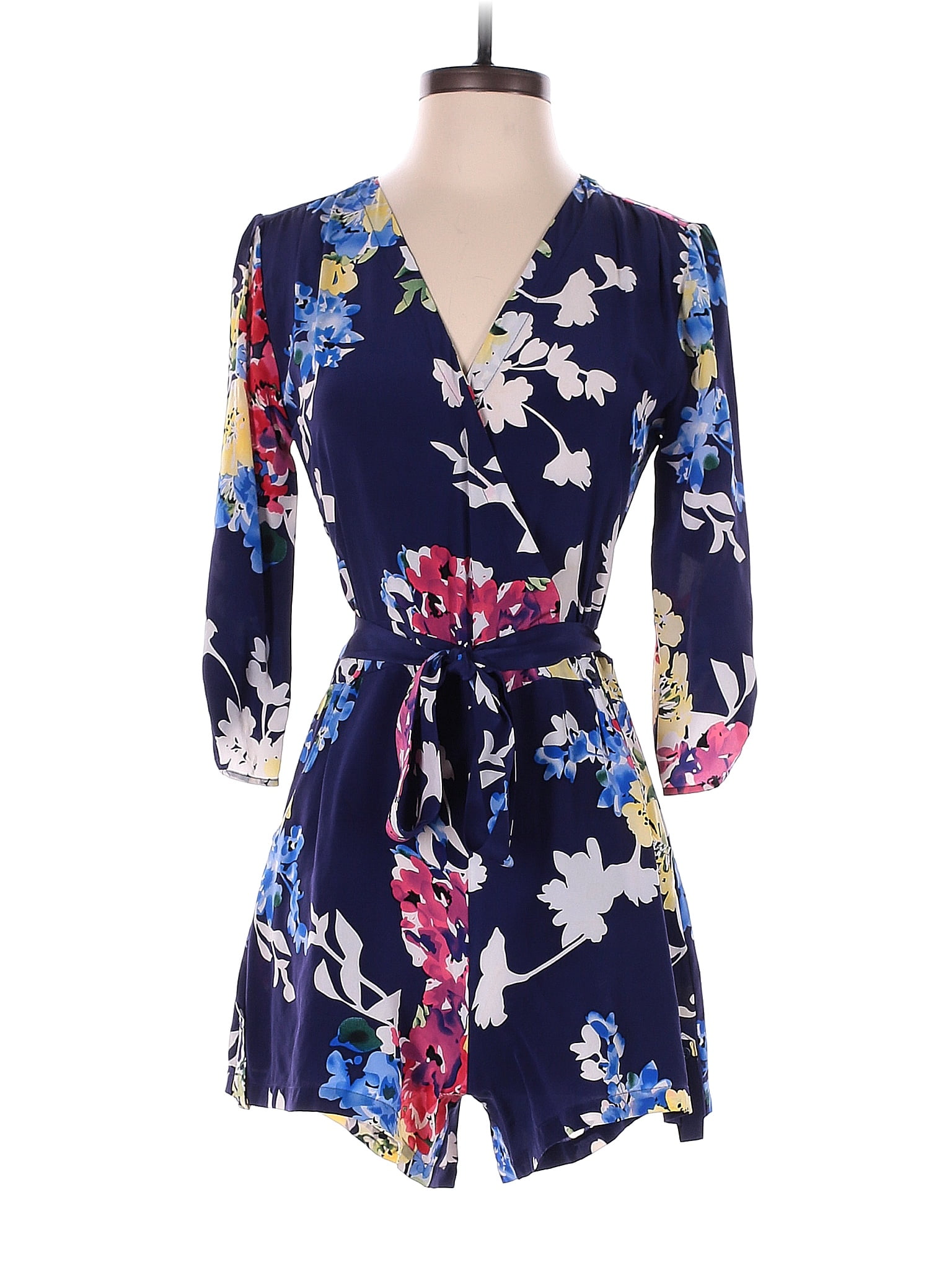 Yumi Kim 100 Silk Floral Blue Romper Size M 75 off ThredUp