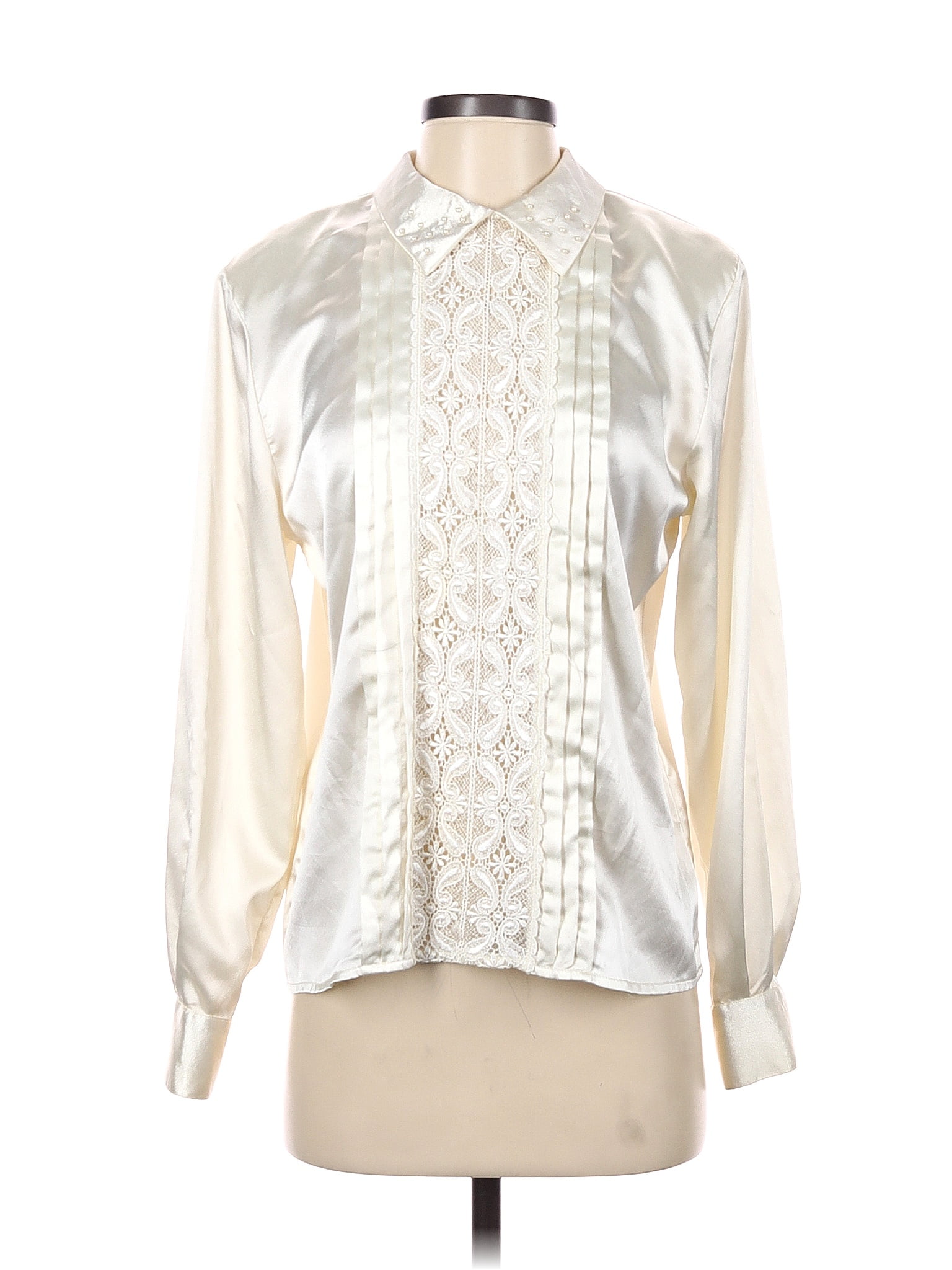 Dividends 100% Polyester Silver Long Sleeve Blouse Size 4 - 56% off ...