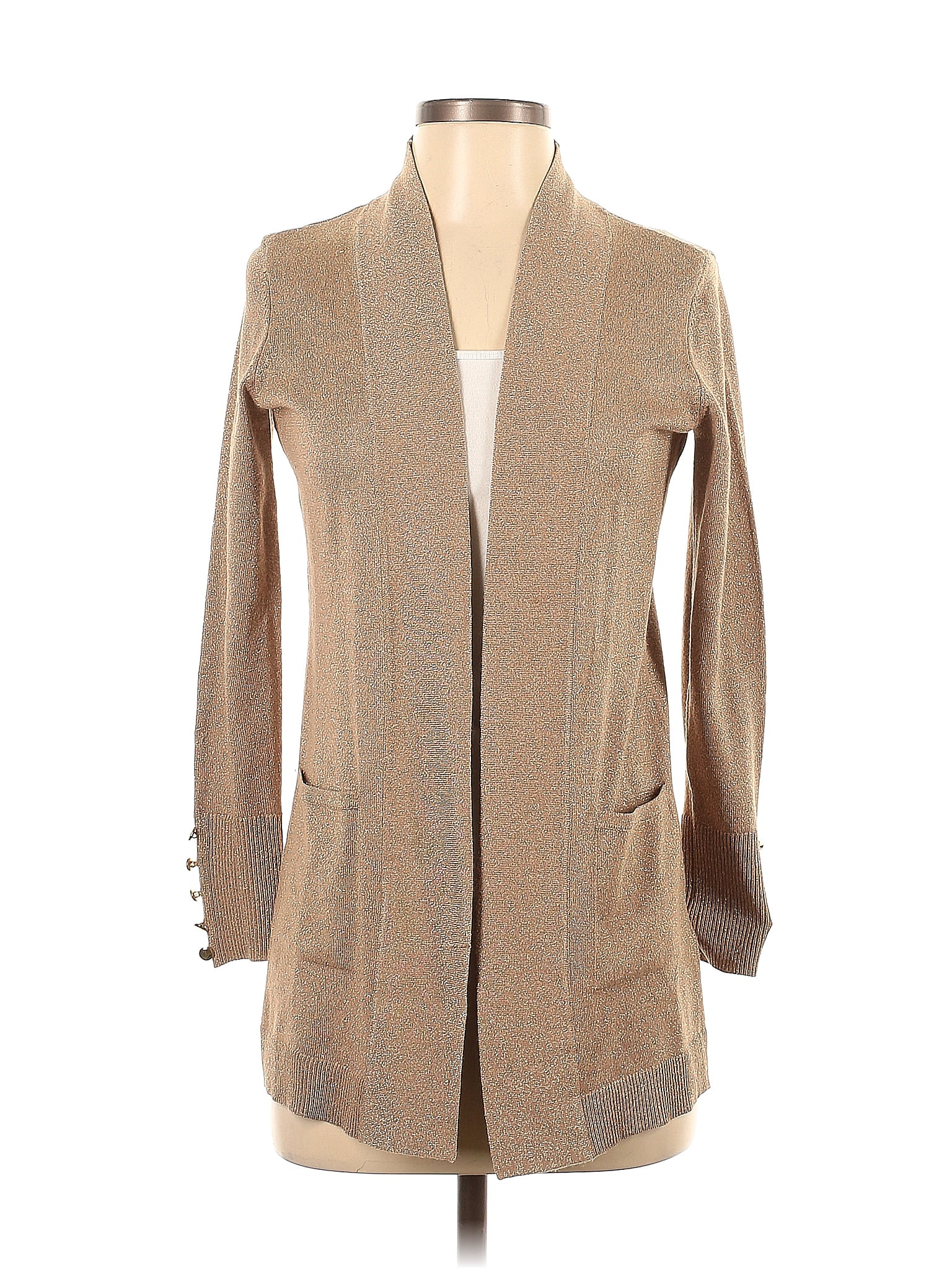 J. Jill Small Petite SP PS Cardigan Sweater Tan Long Sleeves Light Tunic  Long