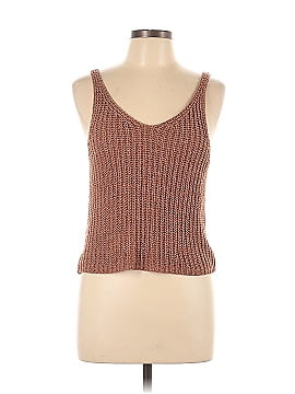 Moon & Madison Grey Ribbed Sweater Tank Top, Junior's Size Large