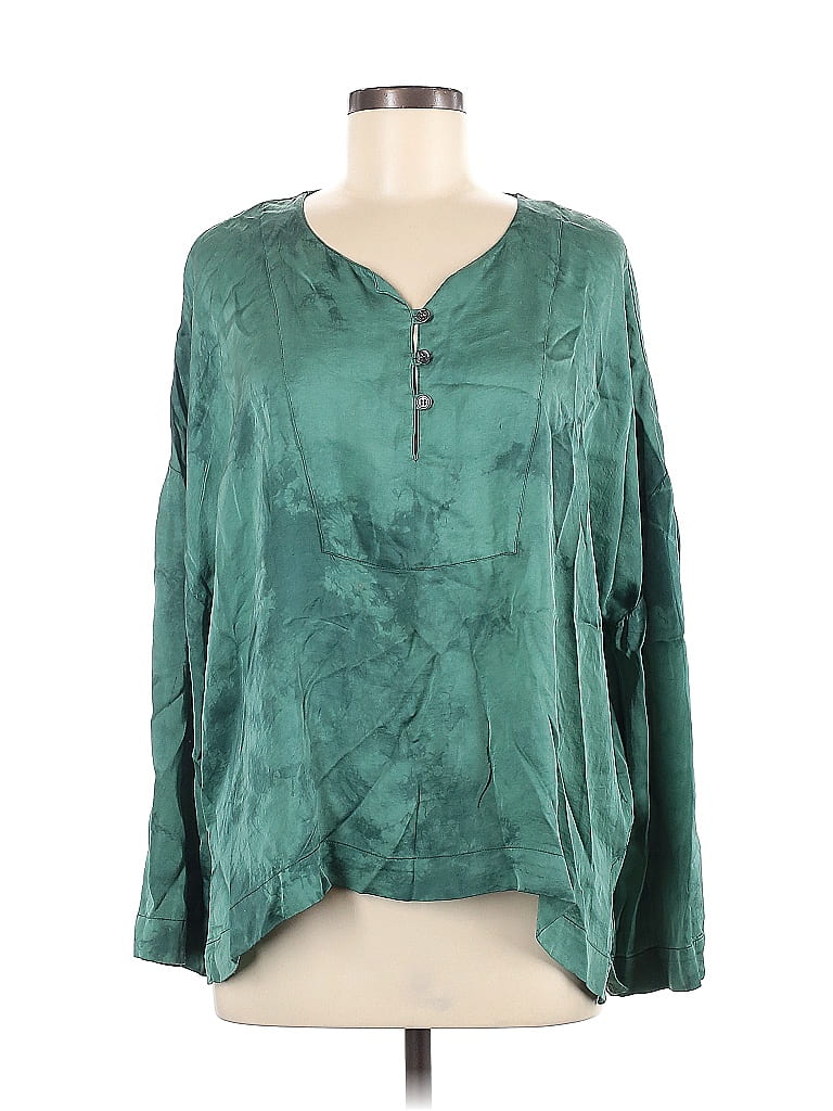 Raquel Allegra 100% Rayon Green Long Sleeve Blouse Size Med (2) - photo 1