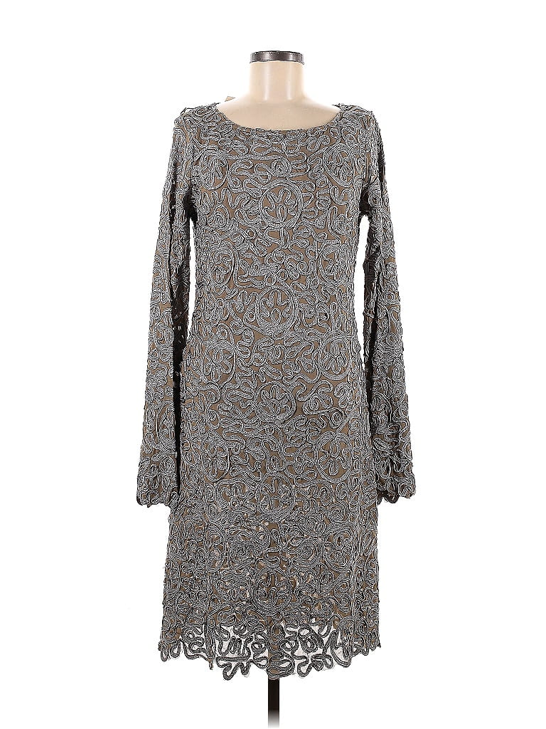 Sundance 100% Polyester Jacquard Marled Snake Print Acid Wash Print Paisley Tweed Gray Casual Dress Size M - photo 1