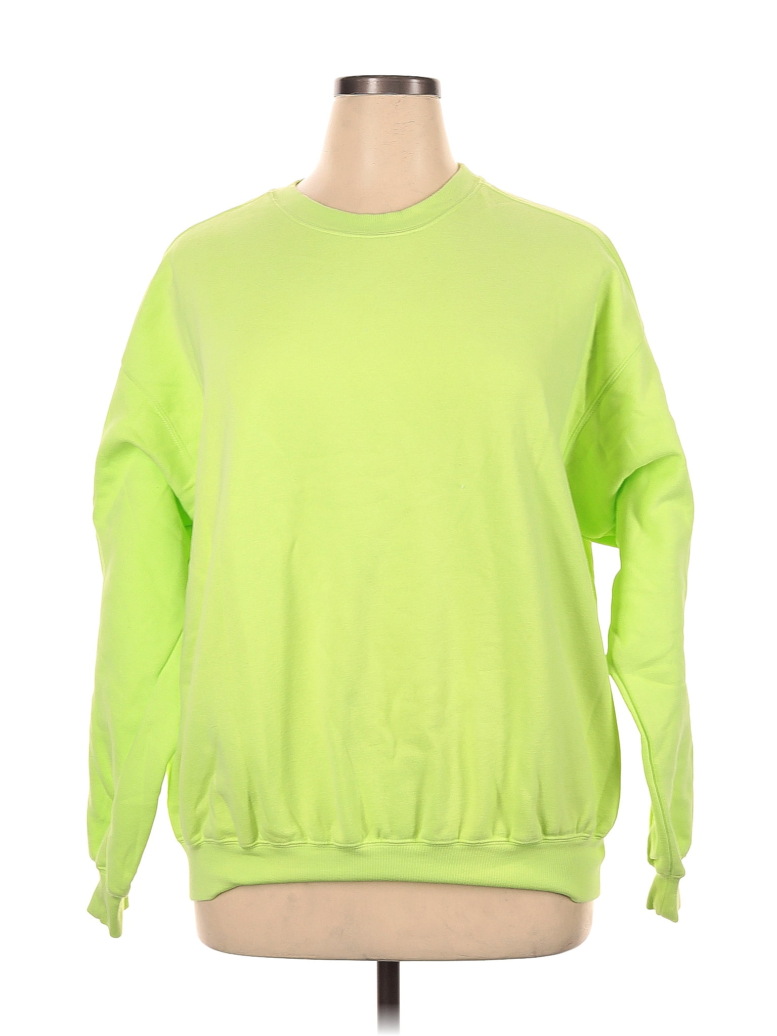 Fabletics Solid Green Sweatshirt Size 1X (Plus) - 54% off