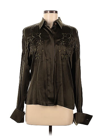 Escada by Margaretha Ley 100% Silk Solid Brown Long Sleeve Blouse Size 38  (EU) - 86% off