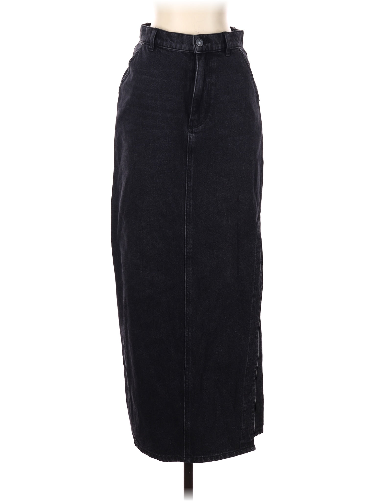 Henne 100 Cotton Solid Black Denim Skirt Size 6 67 off ThredUp