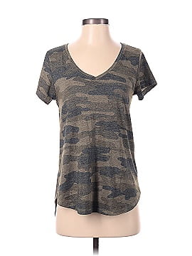 Lucky Brand LUCKY BRAND Womens Gray Gathered Short Length Lace Up Back  Flutter Sleeve Square Neck Peplum Top XS