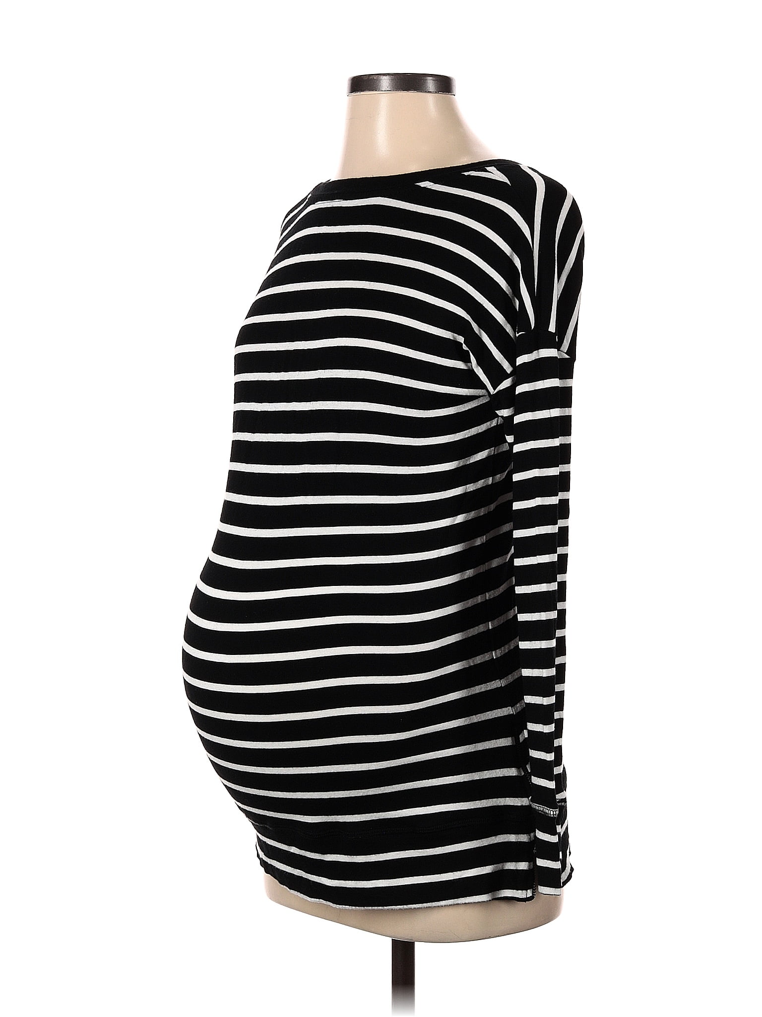 A Pea in the Pod Stripes Black Long Sleeve Top Size XS (Maternity