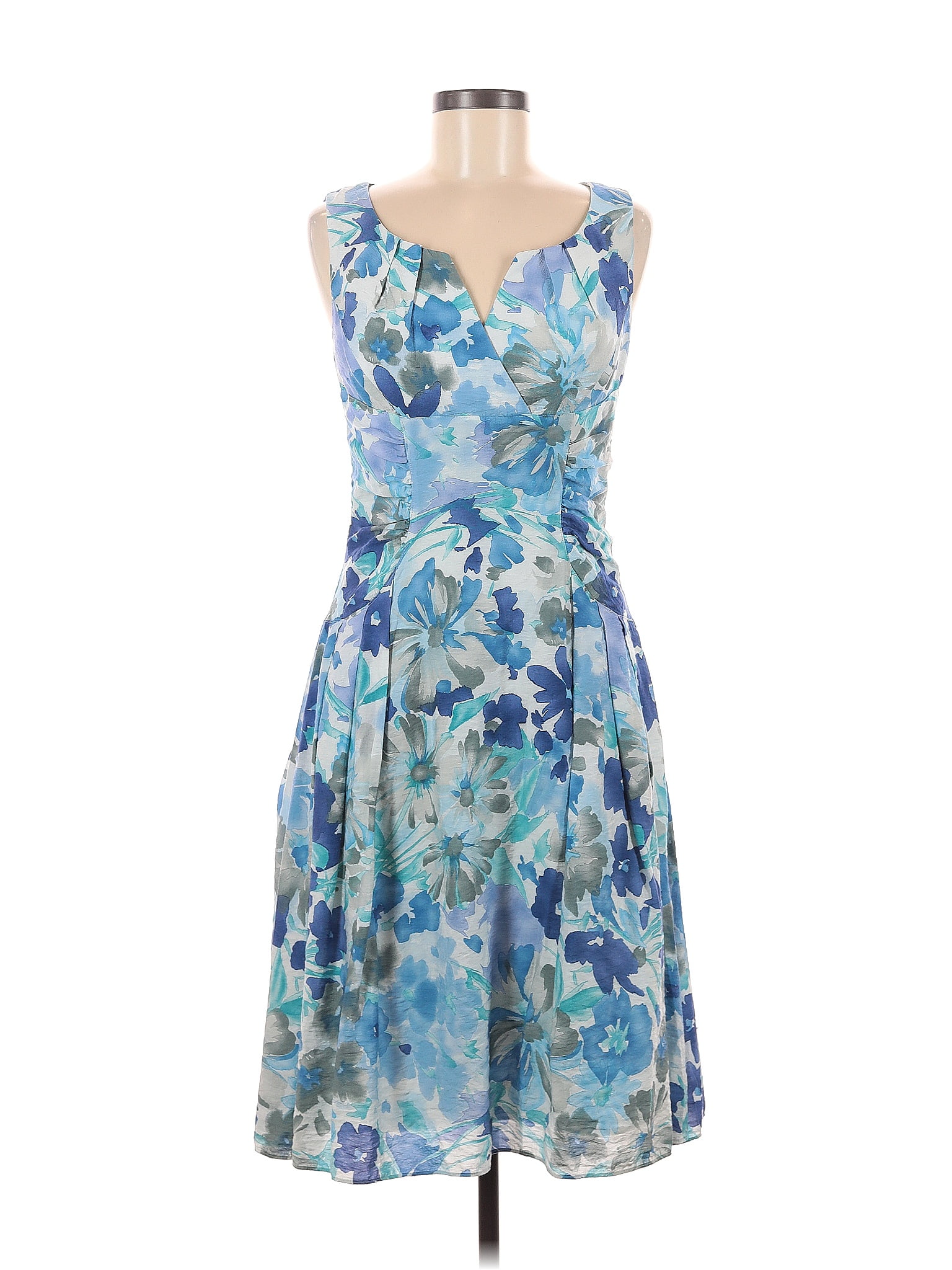 Adrianna Papell Floral Motif Floral Blue Casual Dress Size 8 - 72% off ...