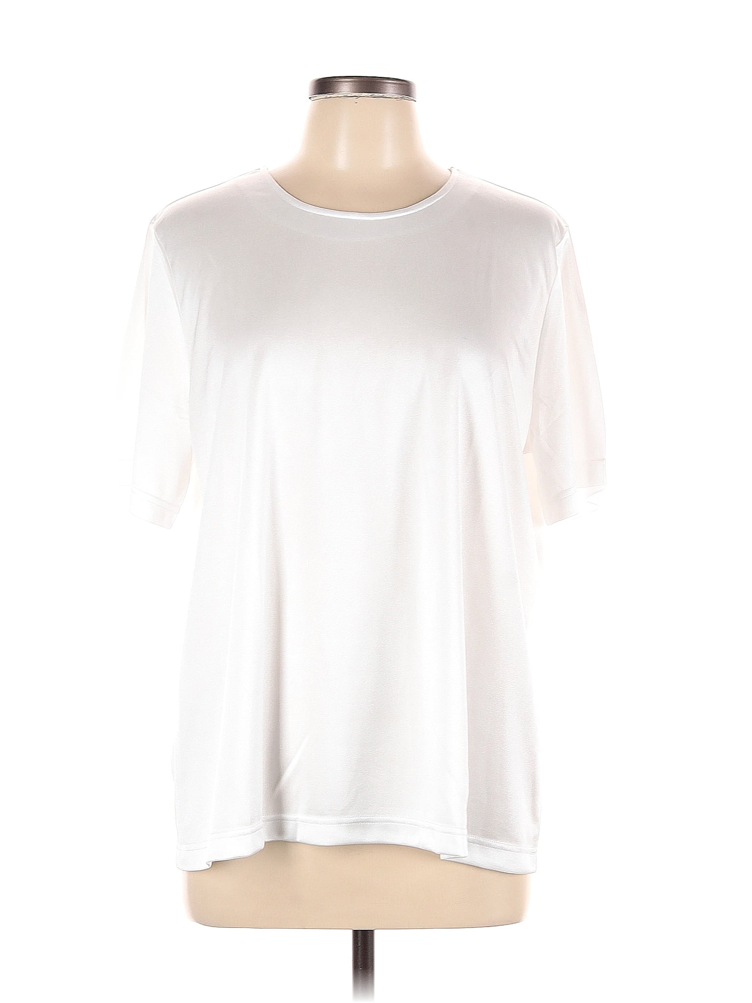 Blair Solid White Short Sleeve Blouse Size L 45 off ThredUp