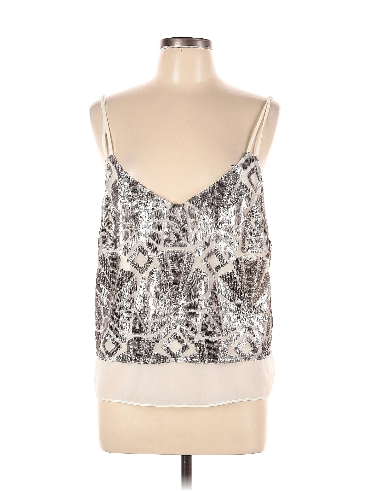 Bebe 100% Polyester Silver Sleeveless Blouse Size L - 70% off | ThredUp