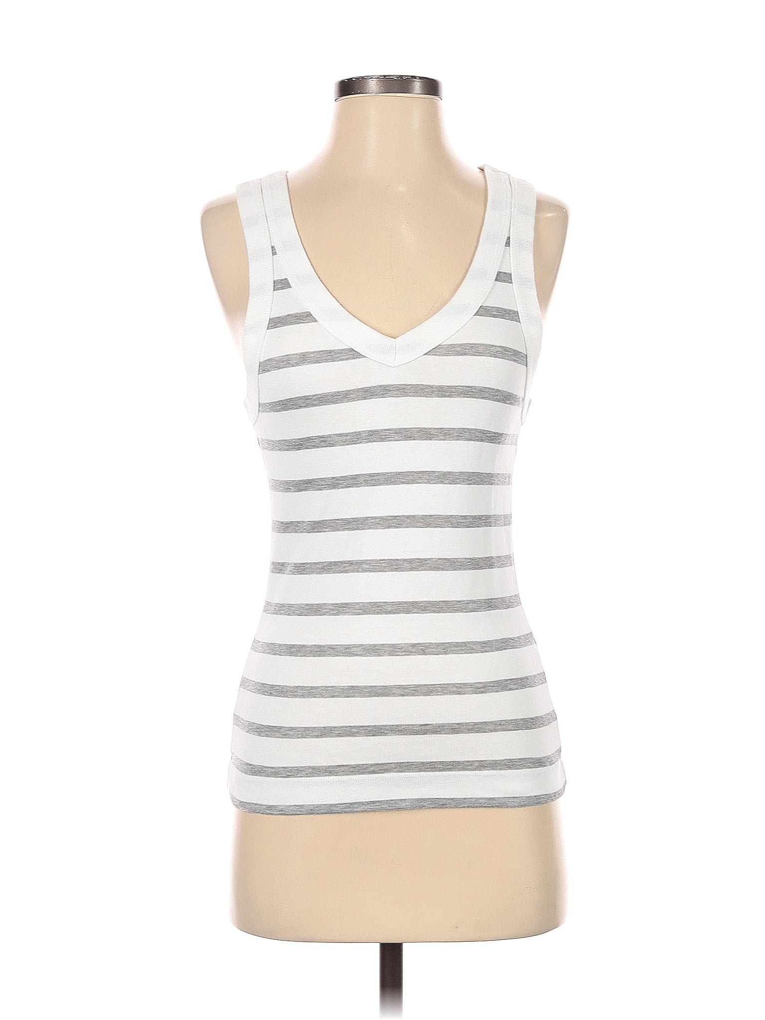 Michael Stars Color Block Stripes White Silver Tank Top Size XS 65
