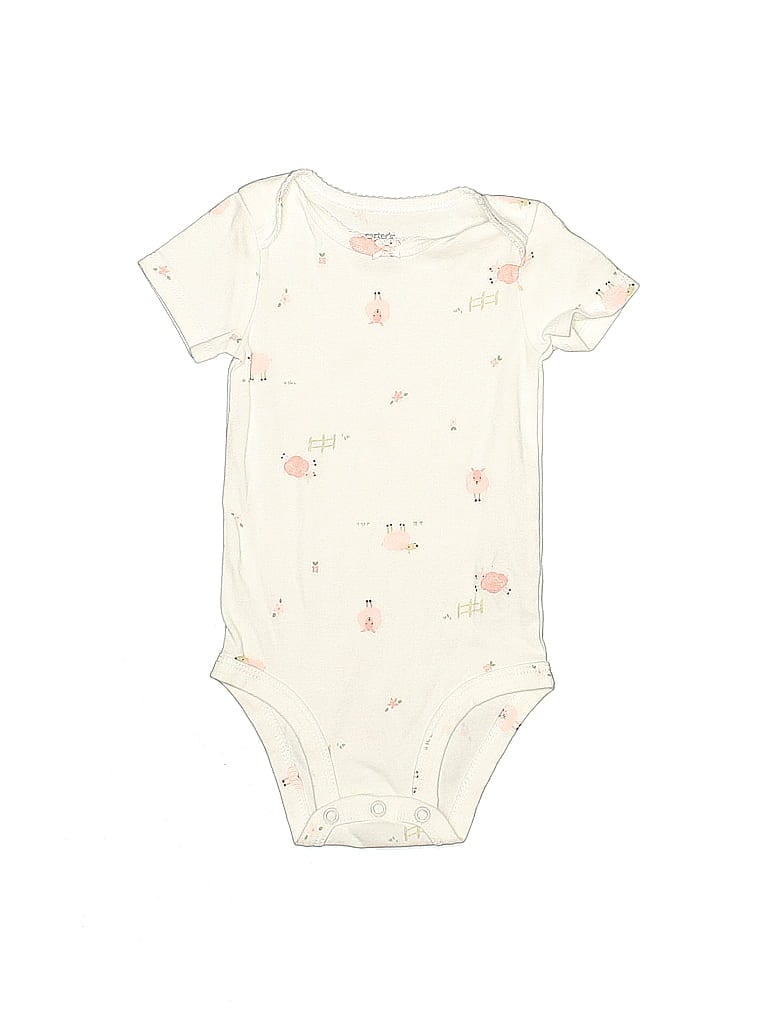 CARTER'S Pre-owned Babies' Short Sleeve Onesie In White