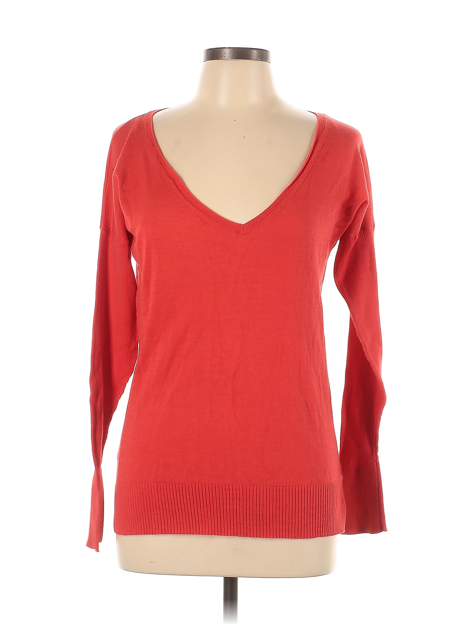 Victorias Secret 100 Cotton Color Block Solid Red Pullover Sweater