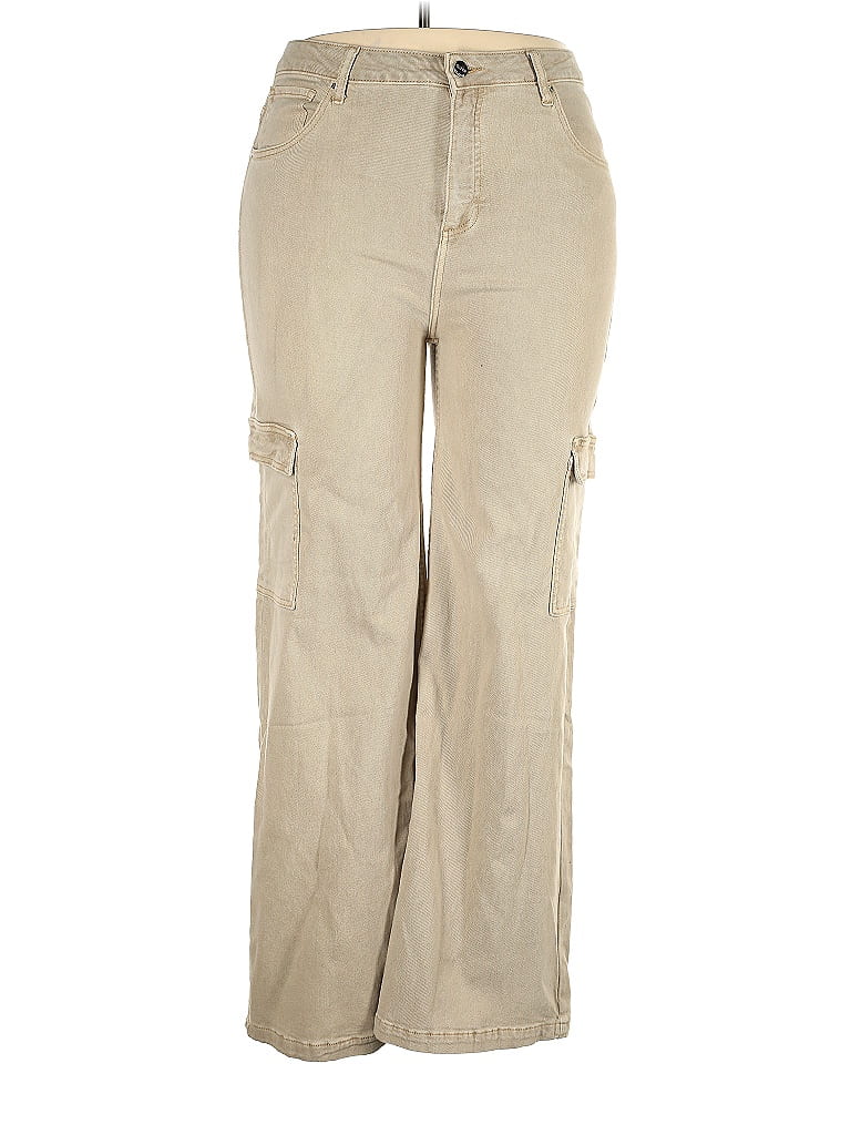 Risen Solid Tan Jeans Size 2X (Plus) 64 off ThredUp
