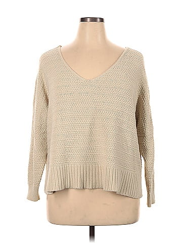 Lucky Brand Solid Tan Pullover Sweater Size XS - 68% off
