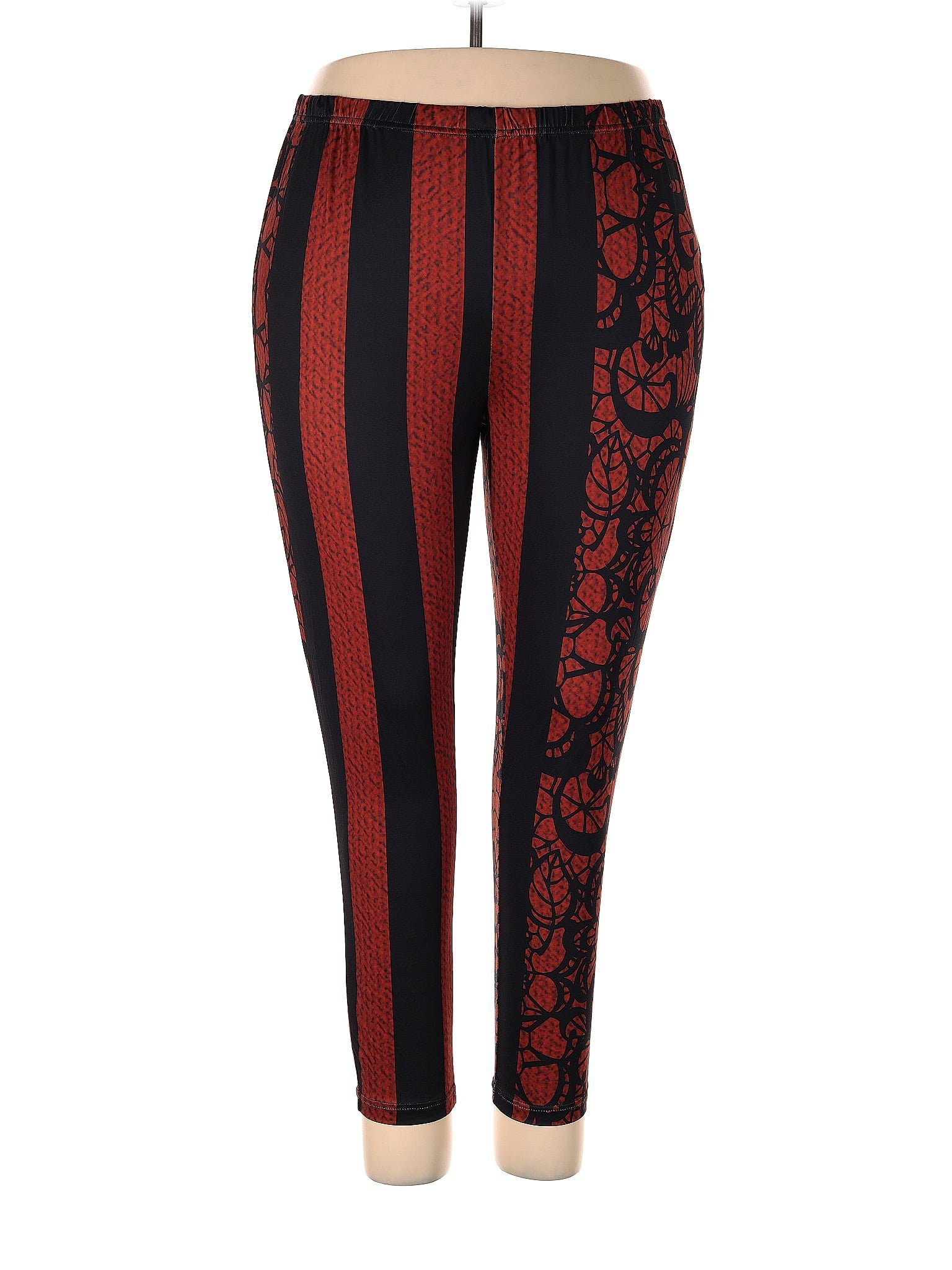 Lily by Firmiana Stripes Red Leggings Size 3X (Plus) - 65% off