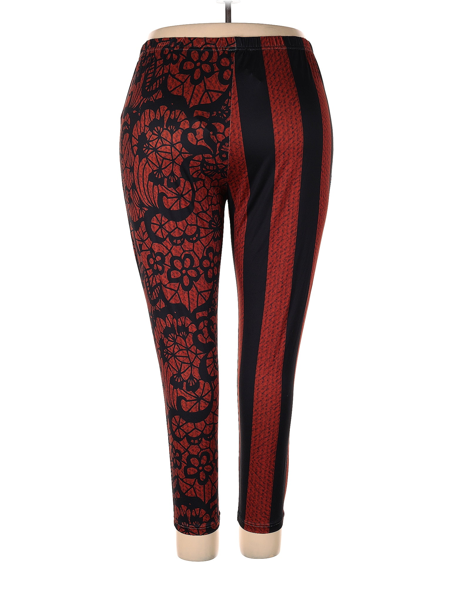 Lily by Firmiana Stripes Red Leggings Size 3X (Plus) - 65% off