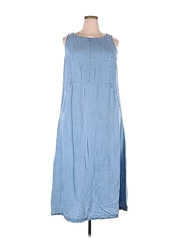 J.Jill 100% Tencel Solid Blue Casual Dress Size 2X (Plus) - 62% off