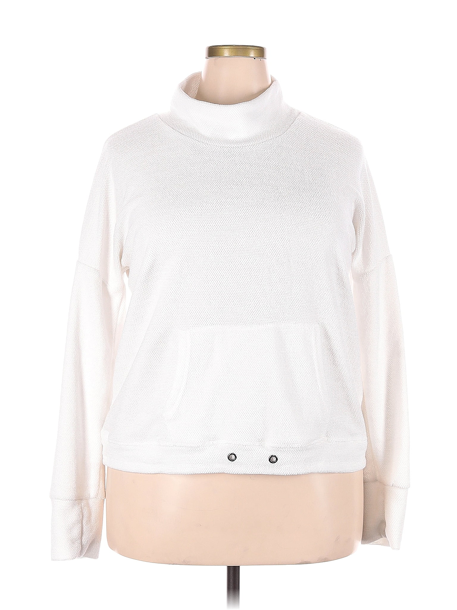 Zyia Active 100% Polyester Color Block Solid White Sweatshirt Size XXL -  63% off