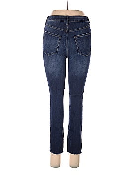 LC Lauren Conrad Jeans Women 8 Blue Denim Girlfriend Cuffed Cropped Stretch