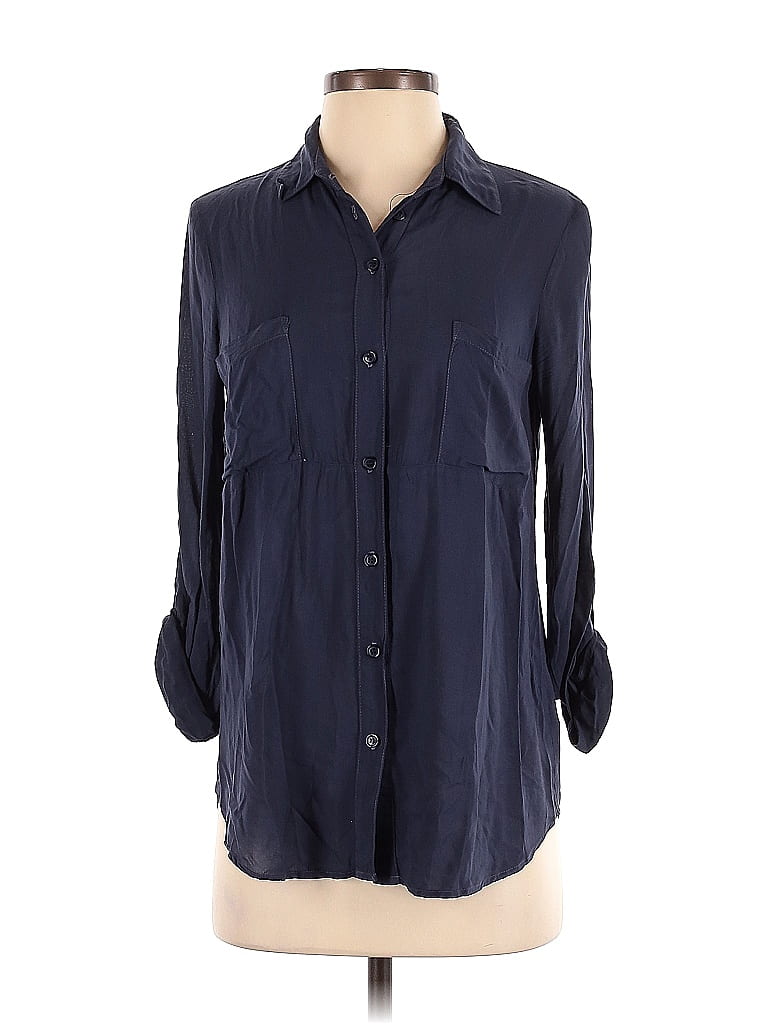 Splendid 100% Rayon Blue Long Sleeve Button-Down Shirt Size S - photo 1