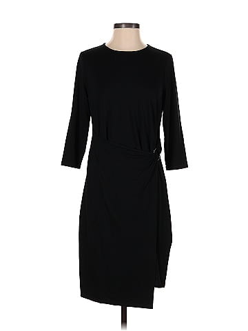 J.Jill Solid Black Casual Dress Size L (Petite) - 70% off