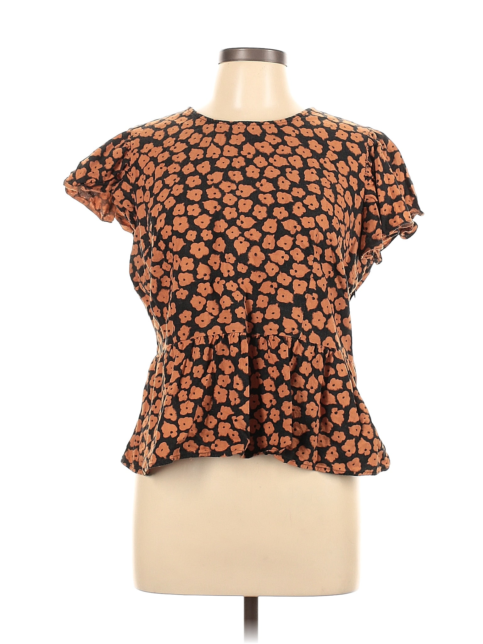 Who What Wear Orange Short Sleeve Blouse Size L 44 Off Thredup