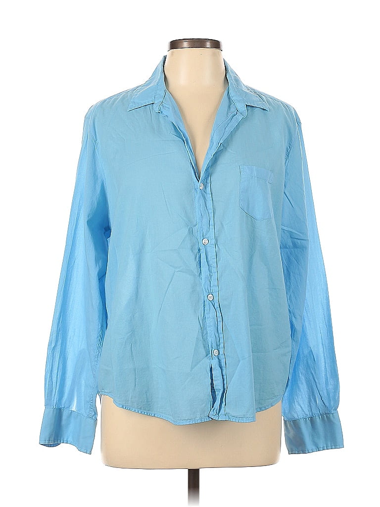 Frank & Eileen 100% Cotton Color Block Ombre Blue Long Sleeve Button-Down Shirt Size L - photo 1