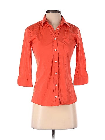 Faconnable Orange Short Sleeve Button-Down Shirt Size 2 - 81% off