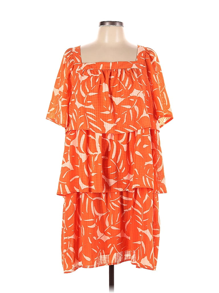 Who What Wear 100% Polyester Orange Casual Dress Size L - 52% off | ThredUp