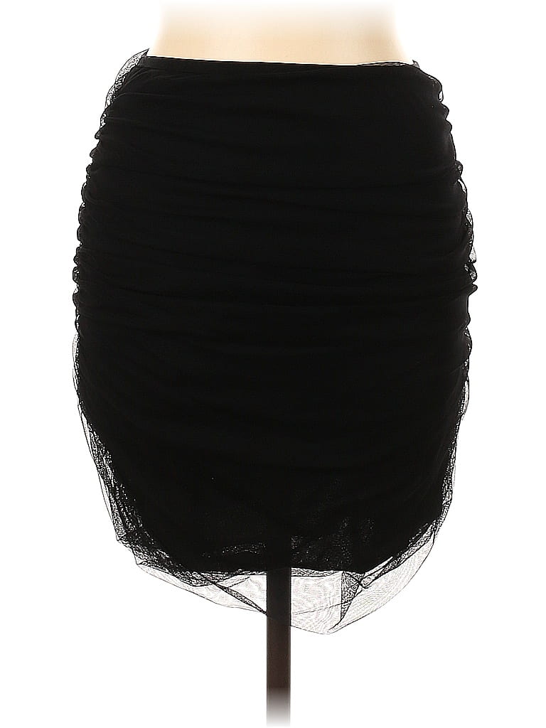 Vivienne Tam 100% Nylon Solid Black Casual Skirt Size L - photo 1