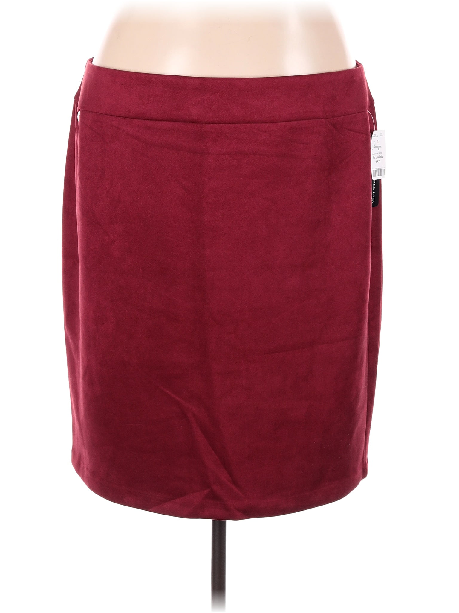 Soho Solid Maroon Burgundy Casual Skirt Size 3X (Plus) - 75% off